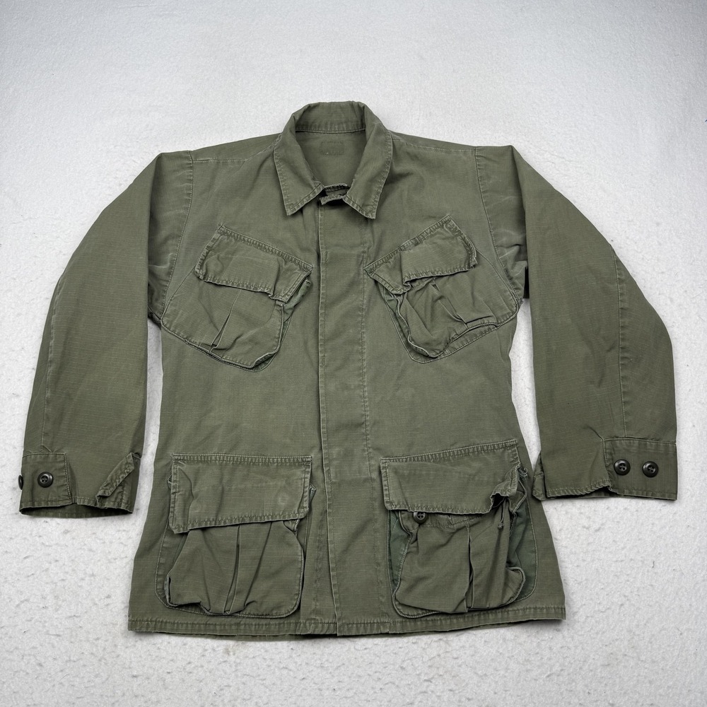 Vintage Military Jungle Jacket Combat Mens M Green Cotton Ripstop Army OG-107